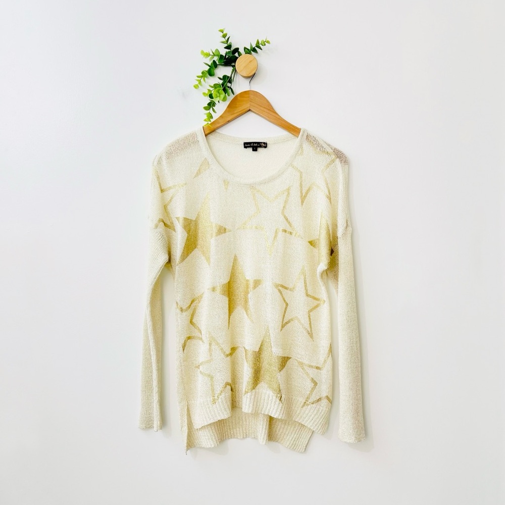 Jane & John Gold Star Print Open Knit Sweater
